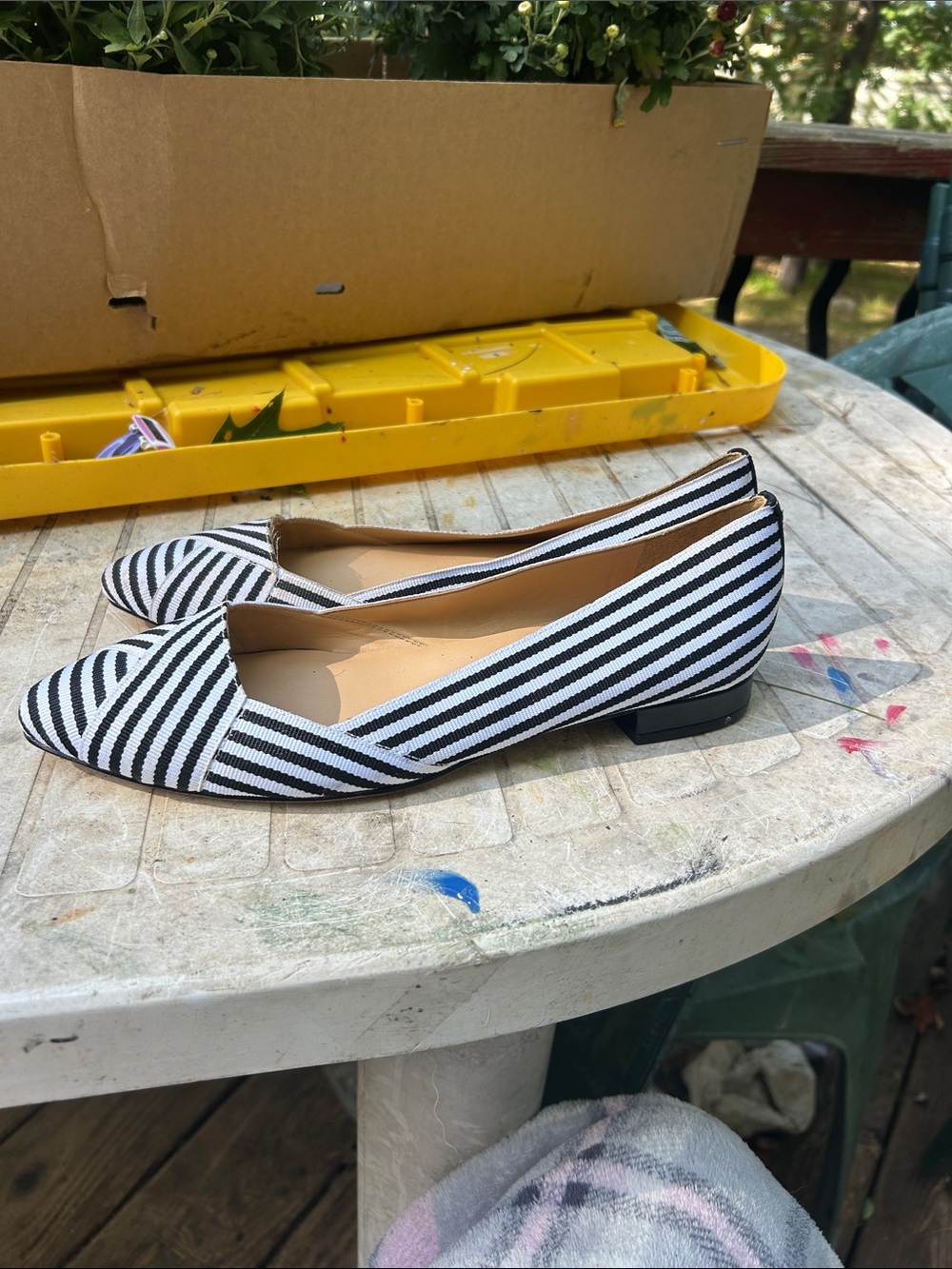 Classic Black & White Striped Women’s Ballet Flats